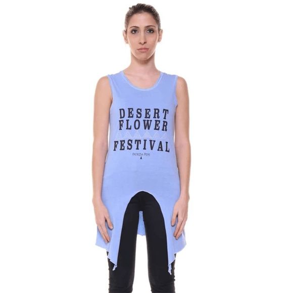 PATRICIA PEPE Sleeveless Blue Desert Flower Festival Tank Size Small, MSRP $110 - Picture 1 of 9